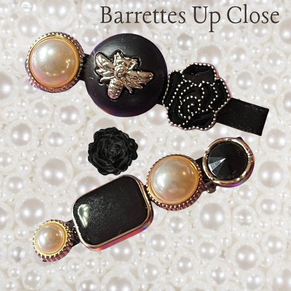 4/$20 Hair Faux Pearl Barrettes - Picture 3 of 4